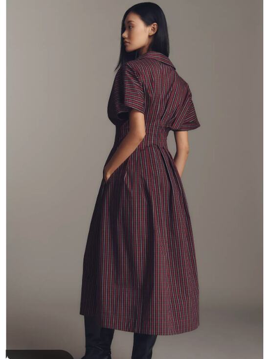 Anthropologie Dresses & Skirts - Anthropologie The Tobie Button-Front Pleated Shirt Dress by Exquise Small Plaid